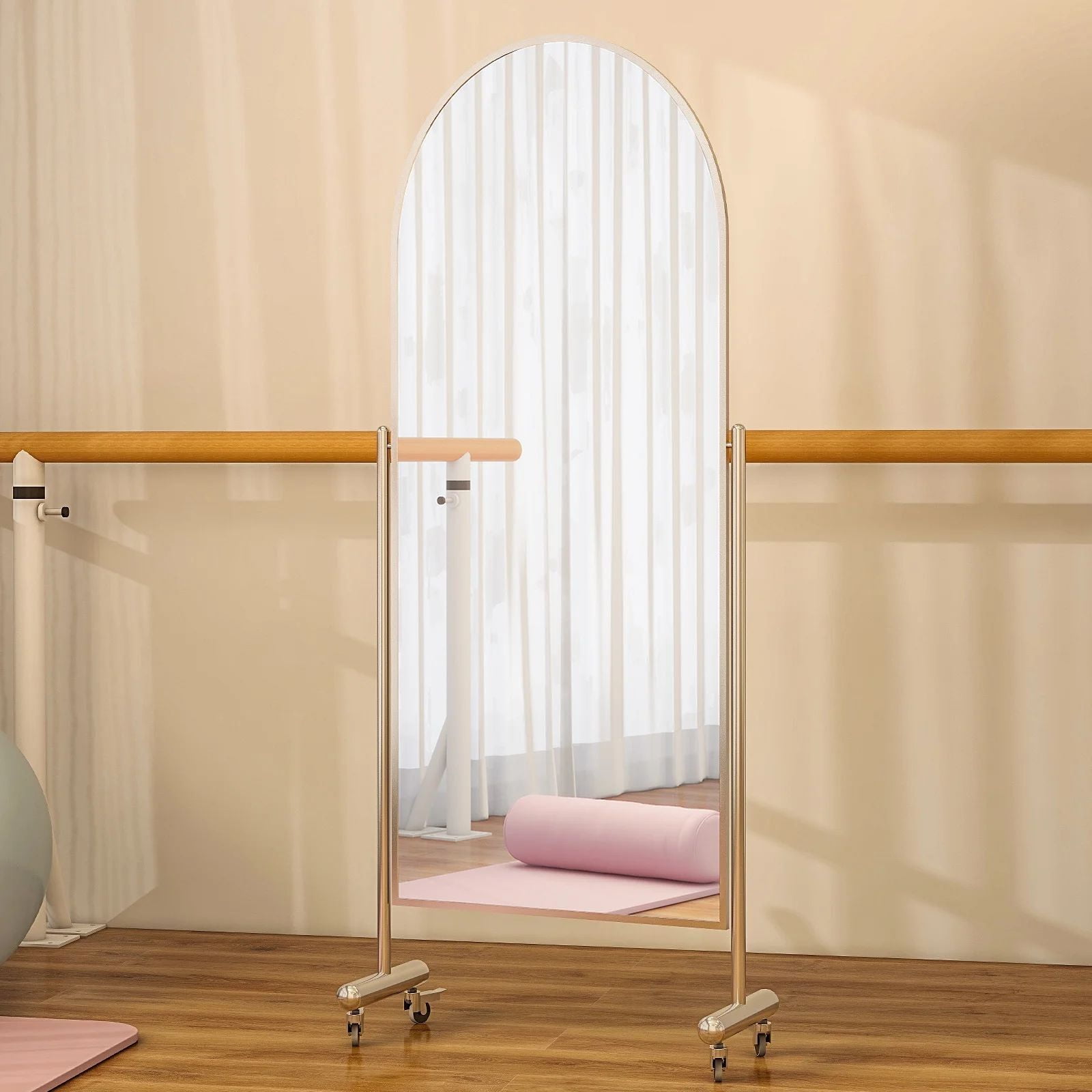 BEAUTYPEAK 23 x68 Full Length Arch Top Mirror With 4 Wheels Free Beautypeak 23 x68 full length arch top mirror with 4 wheels free