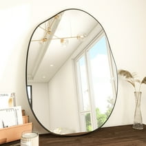 BEAUTYPEAK 24" x 32" Vanity Mirror Wall Wavy Mirror Bathroom Mirror Decor , Black