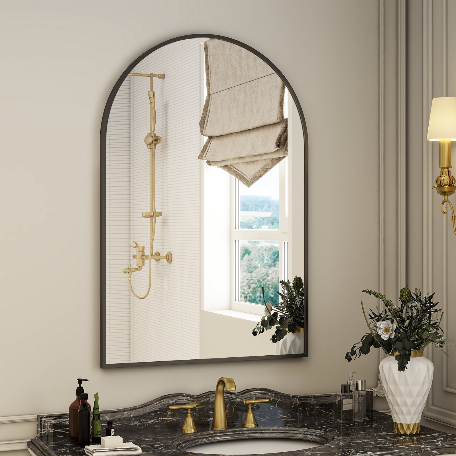 HomGarden 24x36Inch Rectangle Modern Wall Mirror Black Bathroom Vanity  Mirror 