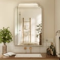 thumbnail image 1 of BEAUTYPEAK 24"x36" Arched Bathroom Mirror with Curved Top Modern Decorative Wall Mirror with Deep Frame, Silver, 1 of 6