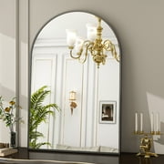 BEAUTYPEAK 26"x 38" Bathroom Mirror Wall Vanity Arched Mirror, Black