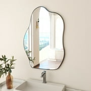 BEAUTYPEAK 26" x 38" Vanity Mirror Wall Wavy Mirror Bathroom Mirror Decor , Black