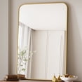 thumbnail image 1 of BEAUTYPEAK 26"x38" Wall Mirror Rounded Corners Hanging Vanity Mirror Gold, 1 of 9