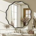 thumbnail image 1 of BEAUTYPEAK 30" Wavy Round Bathroom Mirror Wall Decor with Deep Frame, Black, 1 of 7