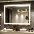 thumbnail image 1 of BEAUTYPEAK 30"x39" Bathroom Mirror with Adjustable LED Wall Mounted Mirror, White, 1 of 7