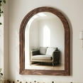 thumbnail image 1 of BEAUTYPEAK 30"x40"Arched Bathroom Mirror Wooden Framed Wall Mirror，Brown, 1 of 7