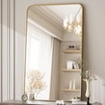 thumbnail image 1 of BEAUTYPEAK 30"x48" Wall Mirror Rounded Corners Hanging Vanity Mirror Gold, 1 of 9