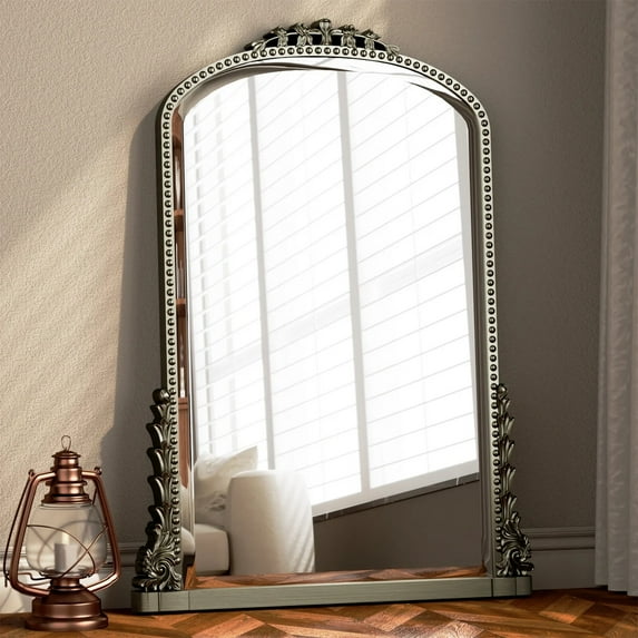 BEAUTYPEAK 32"x24" Arched Bathroom Mirror Vintage Vanity Mirror Wall-Mounted, Antique Bronze