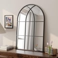 thumbnail image 1 of BEAUTYPEAK 36"x 24" Arched Windowpane Mirror Decorative Wall Mirror, Black, 1 of 6
