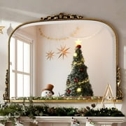 BEAUTYPEAK 36"x 27" Arched Vanity Mirror Vintage Decor Mirror Wall Mounted, Antique Gold