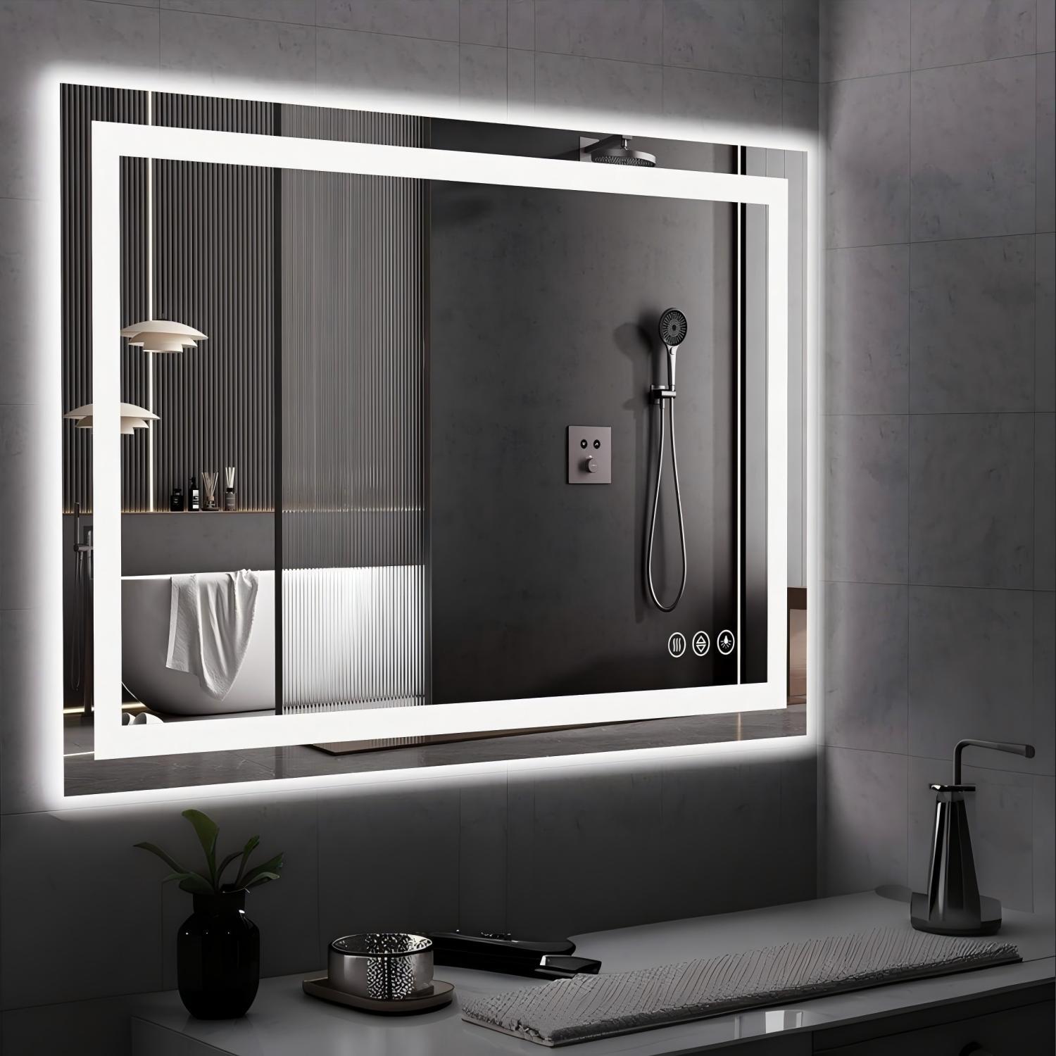 BEAUTYPEAK 36"x 55" LED Bathroom Mirror with Lights Vanity Mirror for Wall,White