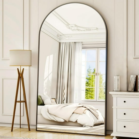 BEAUTYPEAK 38.1"x77"Arched Full Length Mirror Floor Mirror with Stand,Black