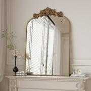 BEAUTYPEAK 38"x24" Wall Decor Mirror Arched Metal Vintage Bathroom Mirror,Bronze