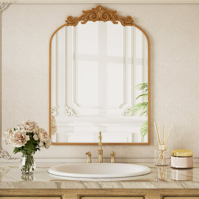 BEAUTYPEAK 38 quot x24 quot Wall Decor Mirror Arched Metal Vintage Bathroom