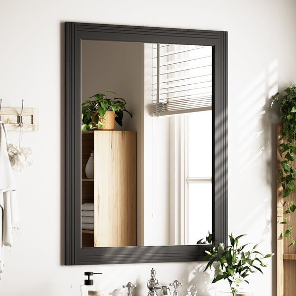 BEAUTYPEAK 40"x 30"Rectangular Bathroom Mirror Wall Mirror Wooden Frame,Black