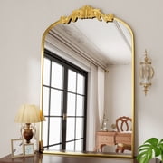 BEAUTYPEAK 40"x30" Vanity Wall Mirror Decorative Vintage Arch Bathroom Mirror,Gold
