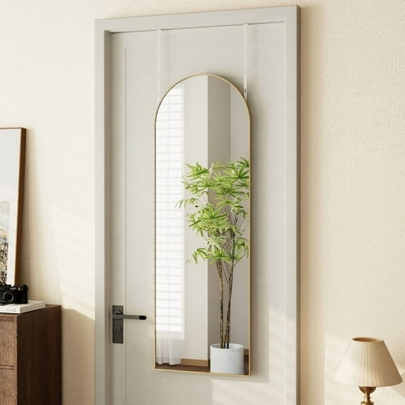 BEAUTYPEAK 48"x 14"Arched Full Length Mirror Wall Mounted Door Mirror,Glod