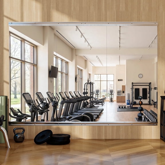 BEAUTYPEAK 48"x24" 3pcs Home Gym Full length Mirror Frameless Yoga Wall-mounted Mirror