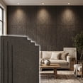 thumbnail image 1 of BEAUTYPEAK 4PCS 48"x 24" 3D Wall Decor Wall Panels Faux Stone Siding, Carbon Black, 1 of 8
