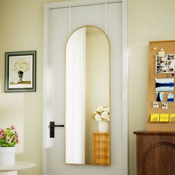 BEAUTYPEAK 50"x 16"Arched Full Length Mirror Wall Mounted Door Mirror,Glod