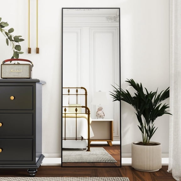 BEAUTYPEAK 59"X16" Rectangle Full-Length Floor Standing Mirror,Black