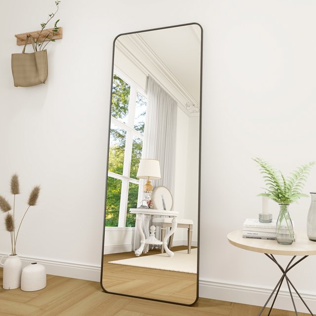 BEAUTYPEAK 59"x16" Full Length Mirror Rectangle Floor Mirror Standing with Safe Corners,Black
