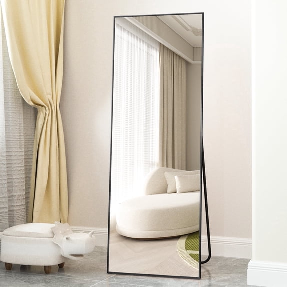BEAUTYPEAK 56" x 21" Full Length Mirror Rectangle Floor Mirror, Black