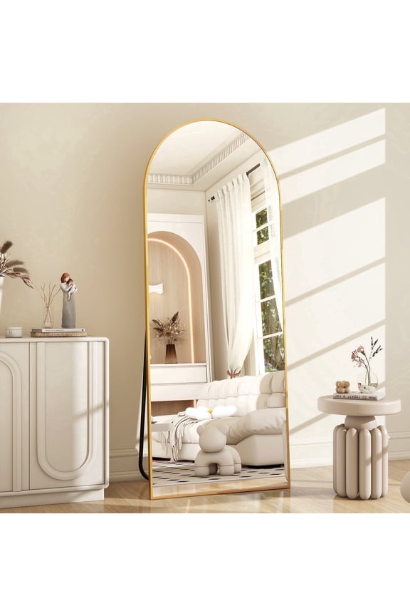 64"x 21" Full Length Mirror Arched Standing Floor Mirror Full Body Mirror, Gold
