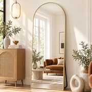 BEAUTYPEAK 64"x 21" Full Length Mirror Arched Standing Floor Mirror Full Body Mirror, Gold