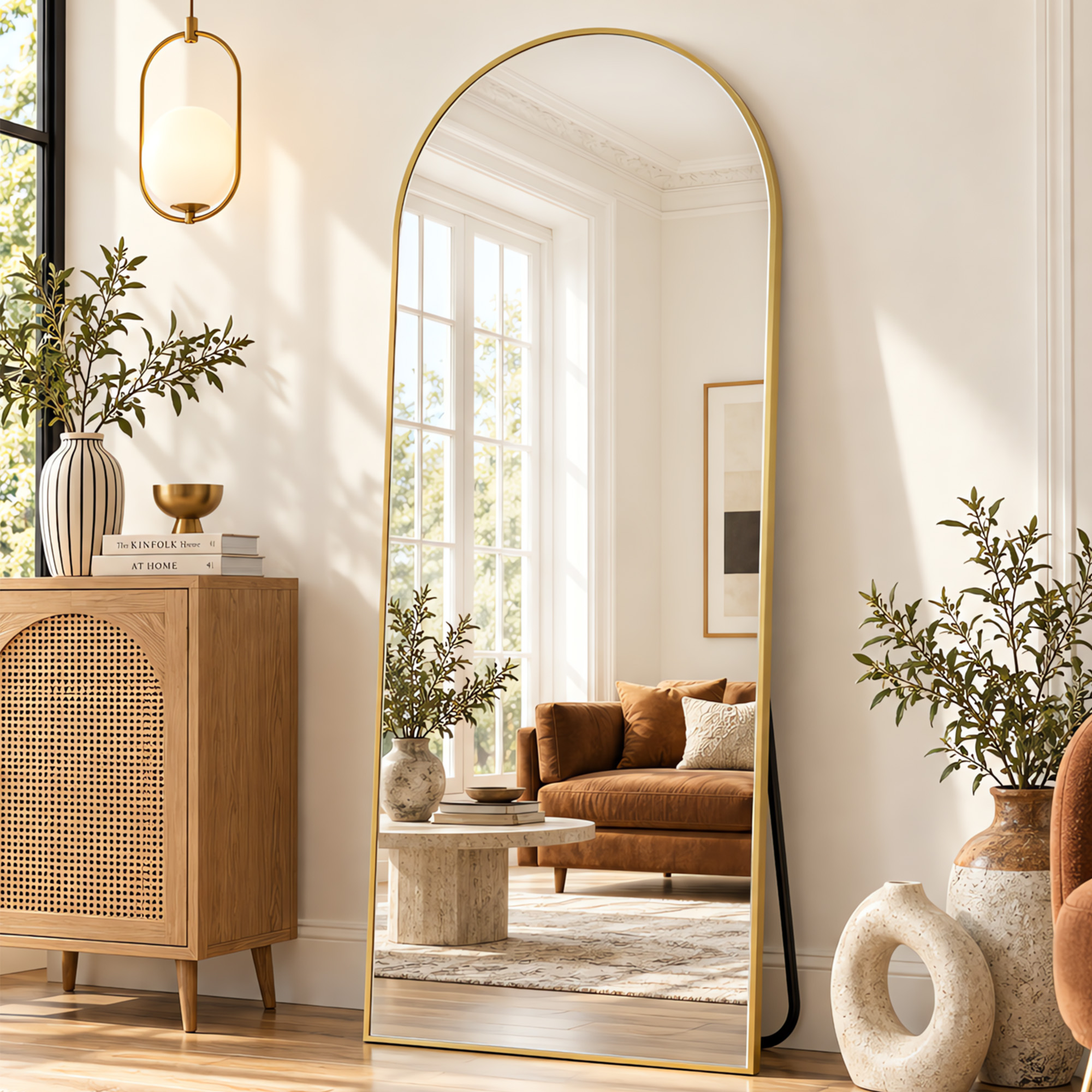 BEAUTYPEAK 64 X 21 Full Length Mirror Arched Standing Floor Mirror Full Body Mirror Gold: Key Details Before Checkout