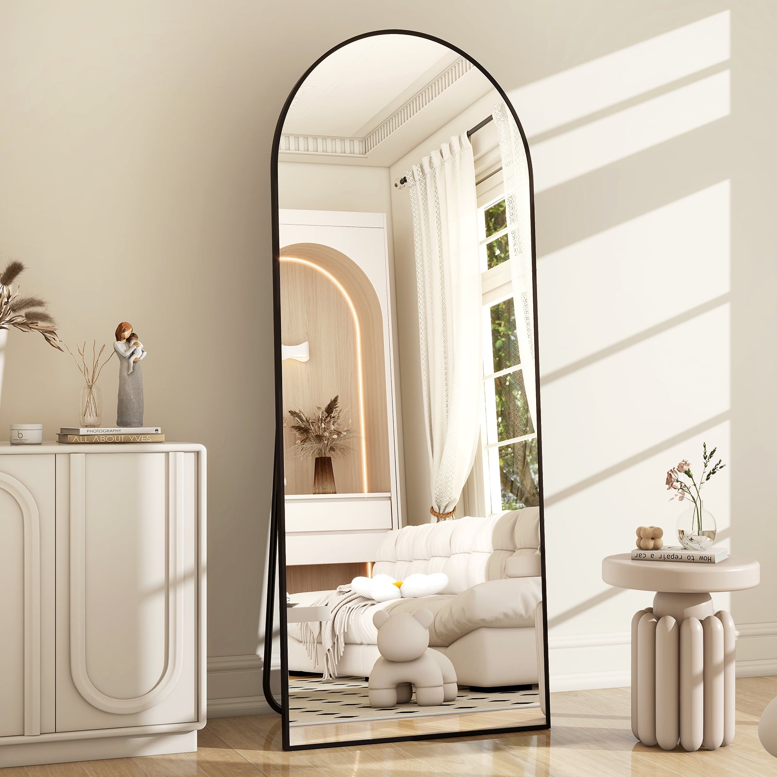 BEAUTYPEAK 64x21 Full Length Mirror Arched Standing Floor Mirror Full  Body Mirror, Gold