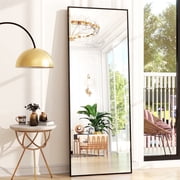 BEAUTYPEAK 64x21 Full Length Mirror Rectangle Body Dressing Floor Standing Mirrors, Black