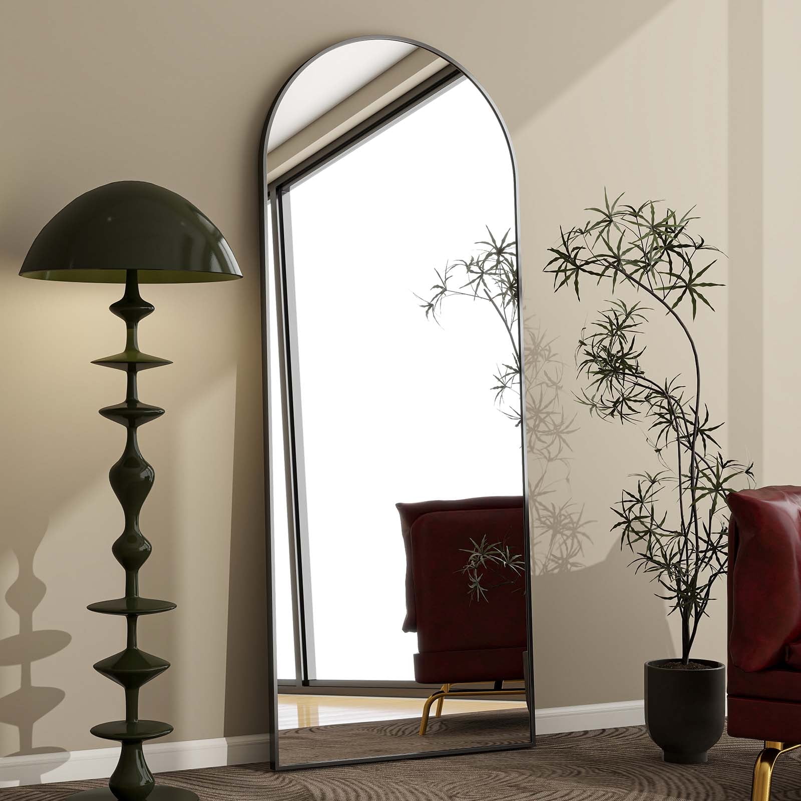 BEAUTYPEAK 65.1"x 25" Arched Full Length Floor Mirror Full Body with Stand,Black  (图1) BEAUTYPEAK 65.1"x 25" Arched Full Length Floor Mirror Full Body with Stand,Black  (图1)