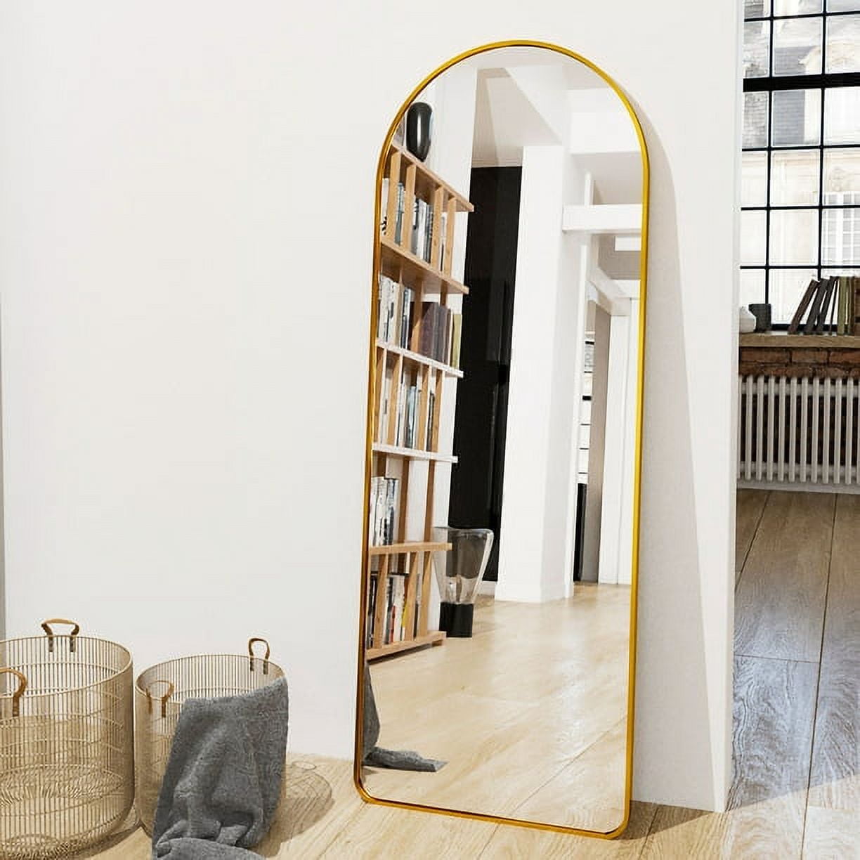 BEAUTYPEAK 65"x24" Full Length Mirror Arched Standing Floor Mirror with