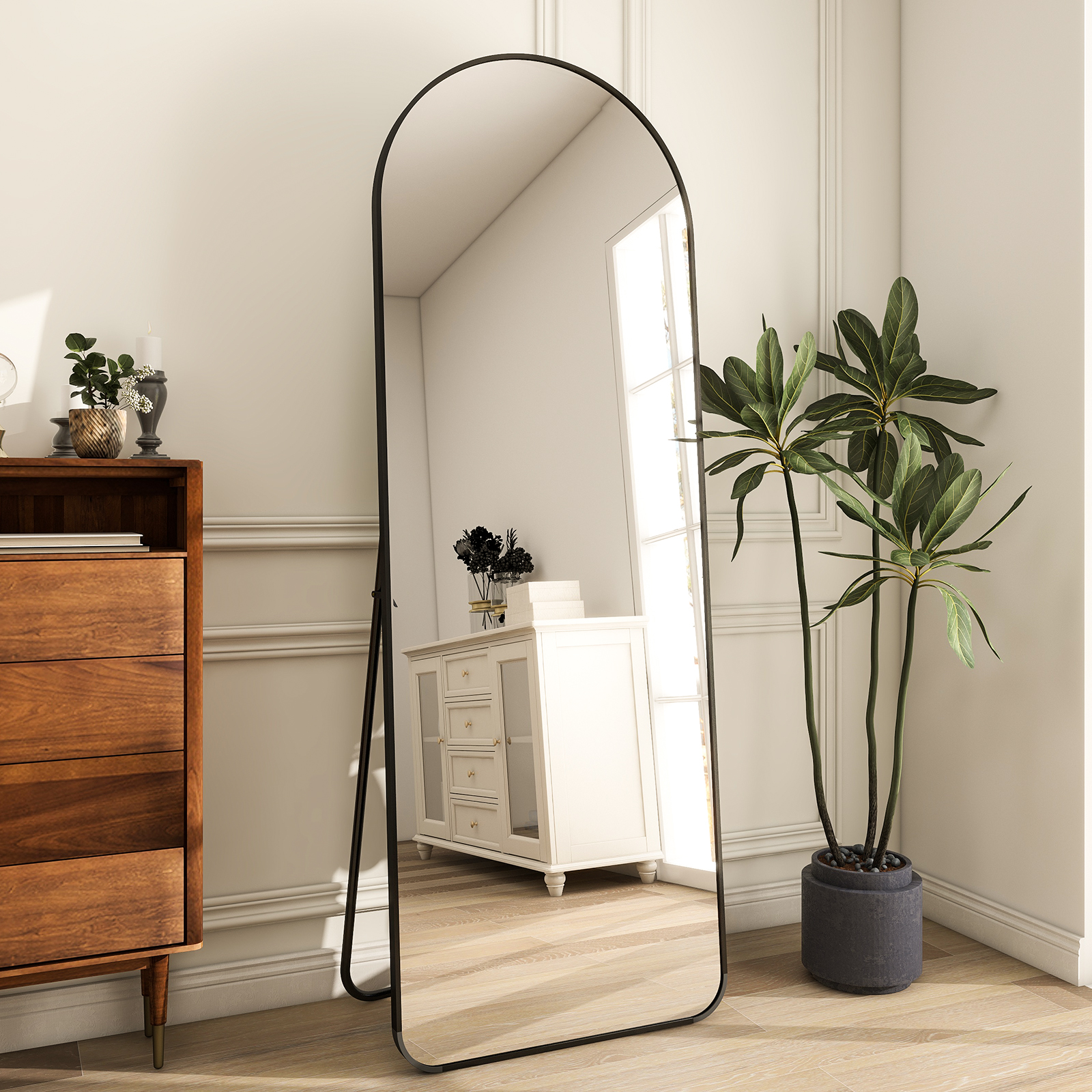 BEAUTYPEAK 65"x24" Full Length Mirror Arched Standing Floor Mirror with