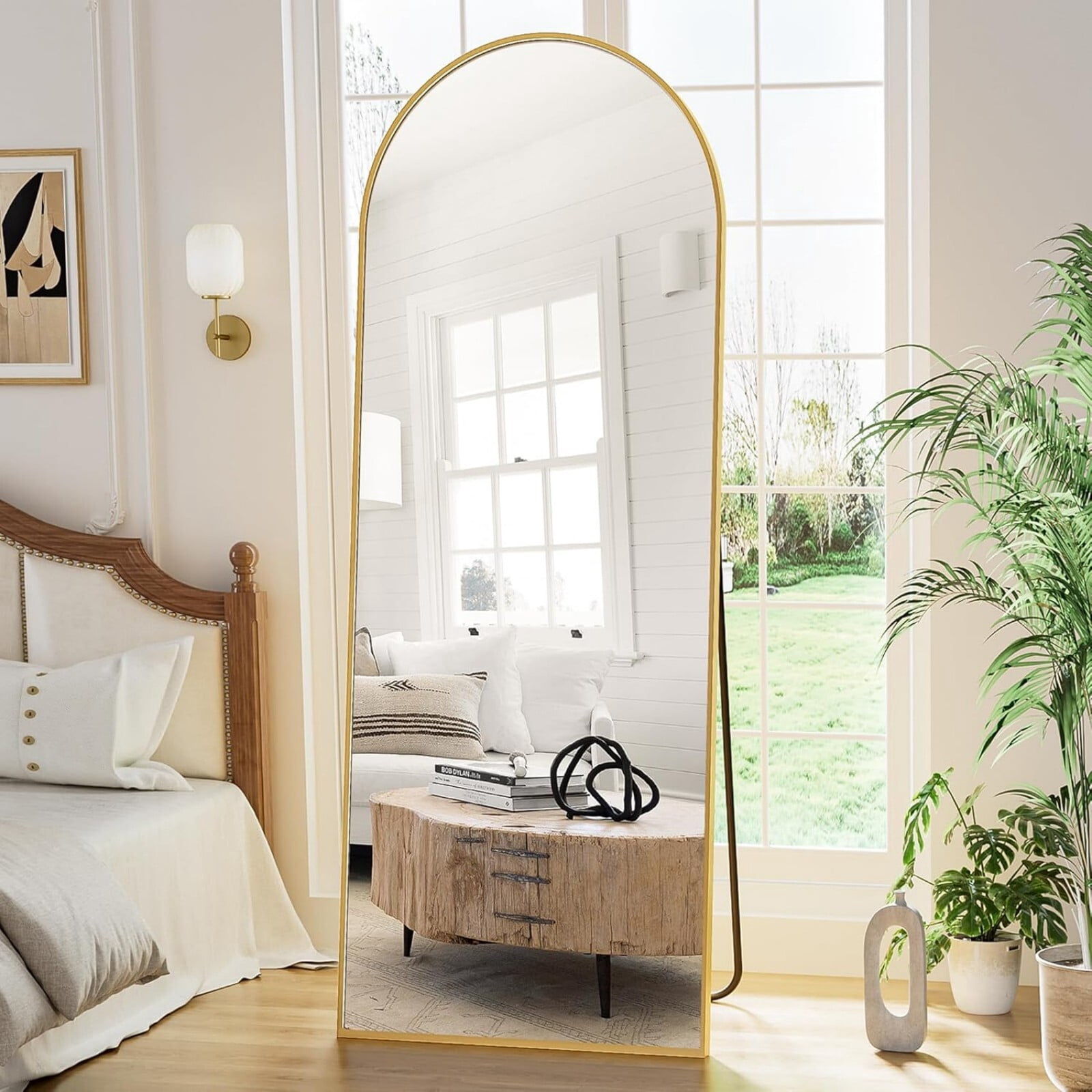 BEAUTYPEAK 68"x 22" Arched Full Length Metal Standing Floor Mirror, Gold