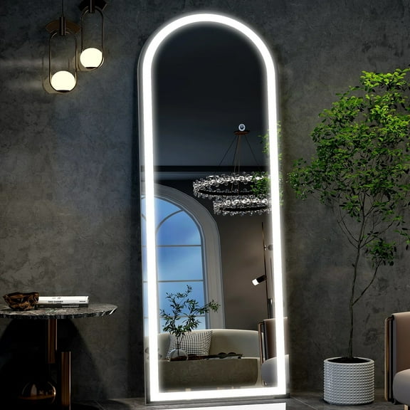 BEAUTYPEAK 68"x26" LED Arched Full Length Mirror Freestanding Full Body Mirror