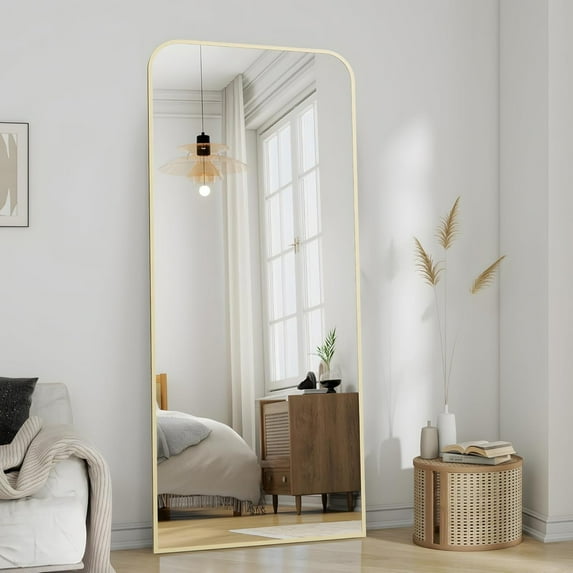 BEAUTYPEAK 71"x 26" Full Length Aluminum Alloy Floor Mirror with Stand,Gold