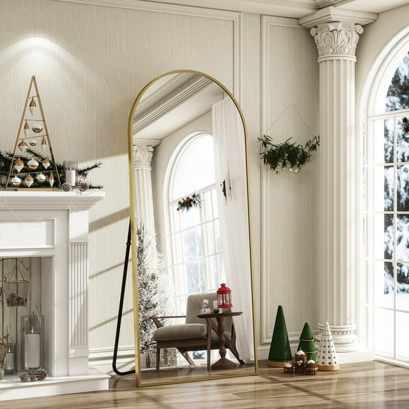 BEAUTYPEAK 71"x 26" Oversized Full Length Mirror Arch Standing Floor Mirror Full Body Mirror, Gold