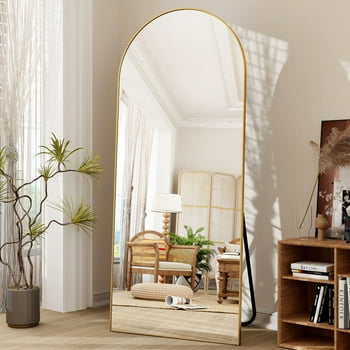 BEAUTYPEAK 71"x 26" Oversized Full Length Mirror Arch Standing Floor Mirror Full Body Mirror, Gold
