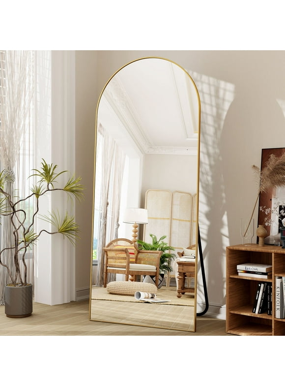 BEAUTYPEAK 71"x 26" Oversized Full Length Mirror Arch Standing Floor Mirror Full Body Mirror, Gold
