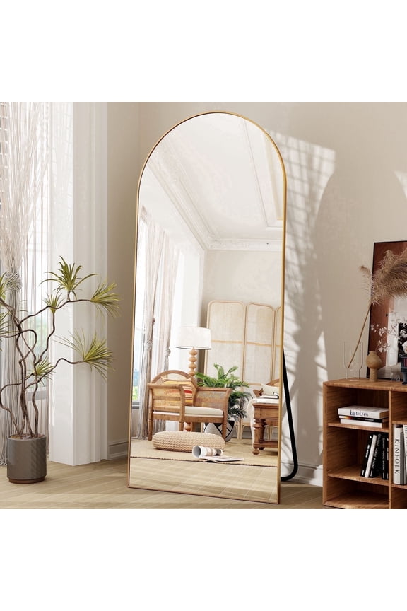 71"x 26" Oversized Full Length Mirror Arch Standing Floor Mirror Full Body Mirror, Gold