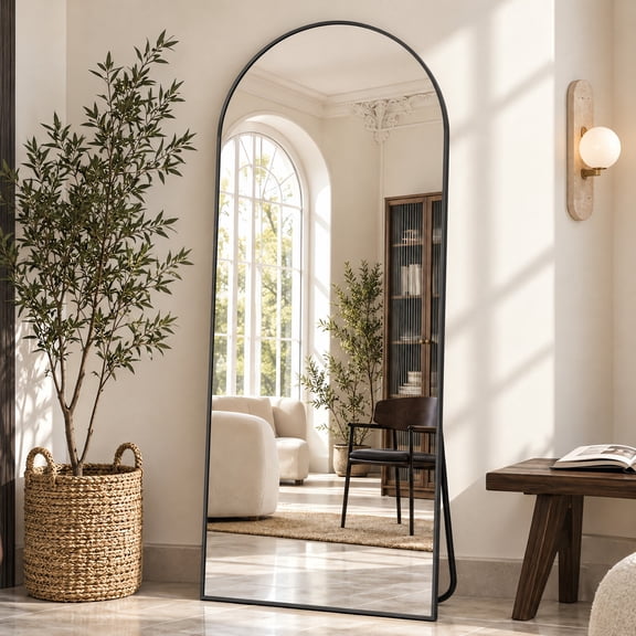 BEAUTYPEAK 71"x 28" Arched Full Length Mirror Floor Mirror Full Body Mirror, Black