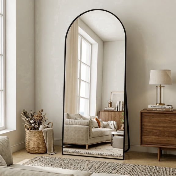 BEAUTYPEAK 71"x 28" Arched Full Length Mirror Floor Mirror Full Body Mirror, Black