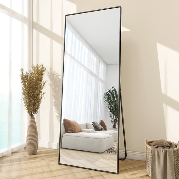 BEAUTYPEAK 71"x26" Full Length Mirror Oversized Rectangle Body Dressing Floor Mirrors for Standing Leaning, Black