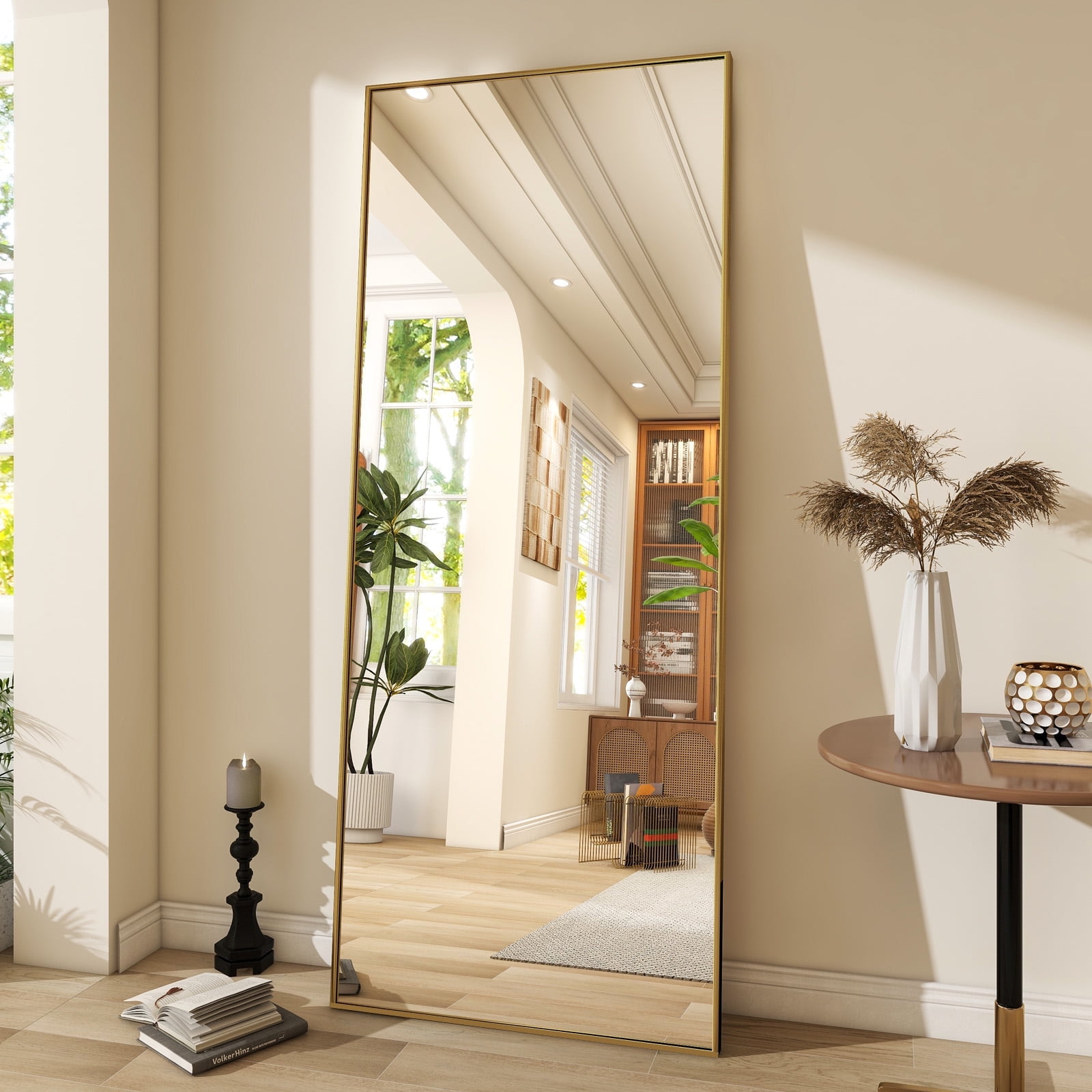 BEAUTYPEAK 71"x26" Full Length Mirror Oversized Rectangle Body Dressing Floor Mirrors for Standing Leaning, Gold - image 1 of 9