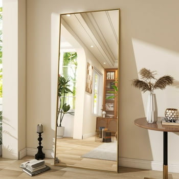 BEAUTYPEAK 71"x26" Full Length Mirror Oversized Rectangle Body Dressing Floor Mirrors for Standing Leaning, Gold