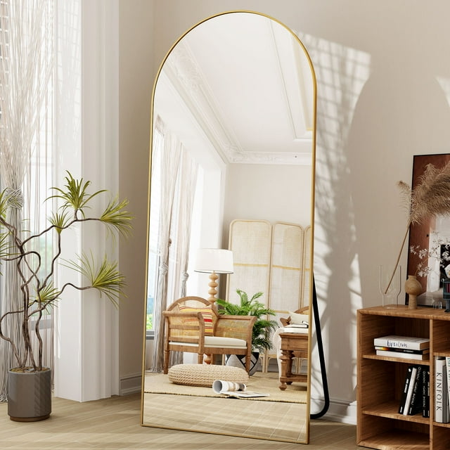 BEAUTYPEAK 71"x30" Arch Full Length Mirror Oversized Floor Mirrors for Standing Leaning, Gold
