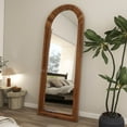 thumbnail image 1 of BEAUTYPEAK 71"x30" Arched Full Length Mirror with Stand Solid Wooden Framed Floor Mirror Full Body Mirror,Brown, 1 of 8