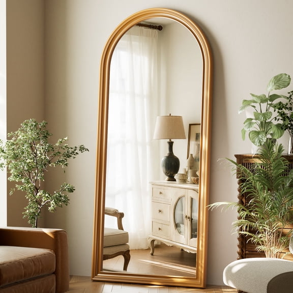 BEAUTYPEAK 71"x32" Arched Full Length Mirror Floor Mirror Vintage Decor Mirror, Antique Gold